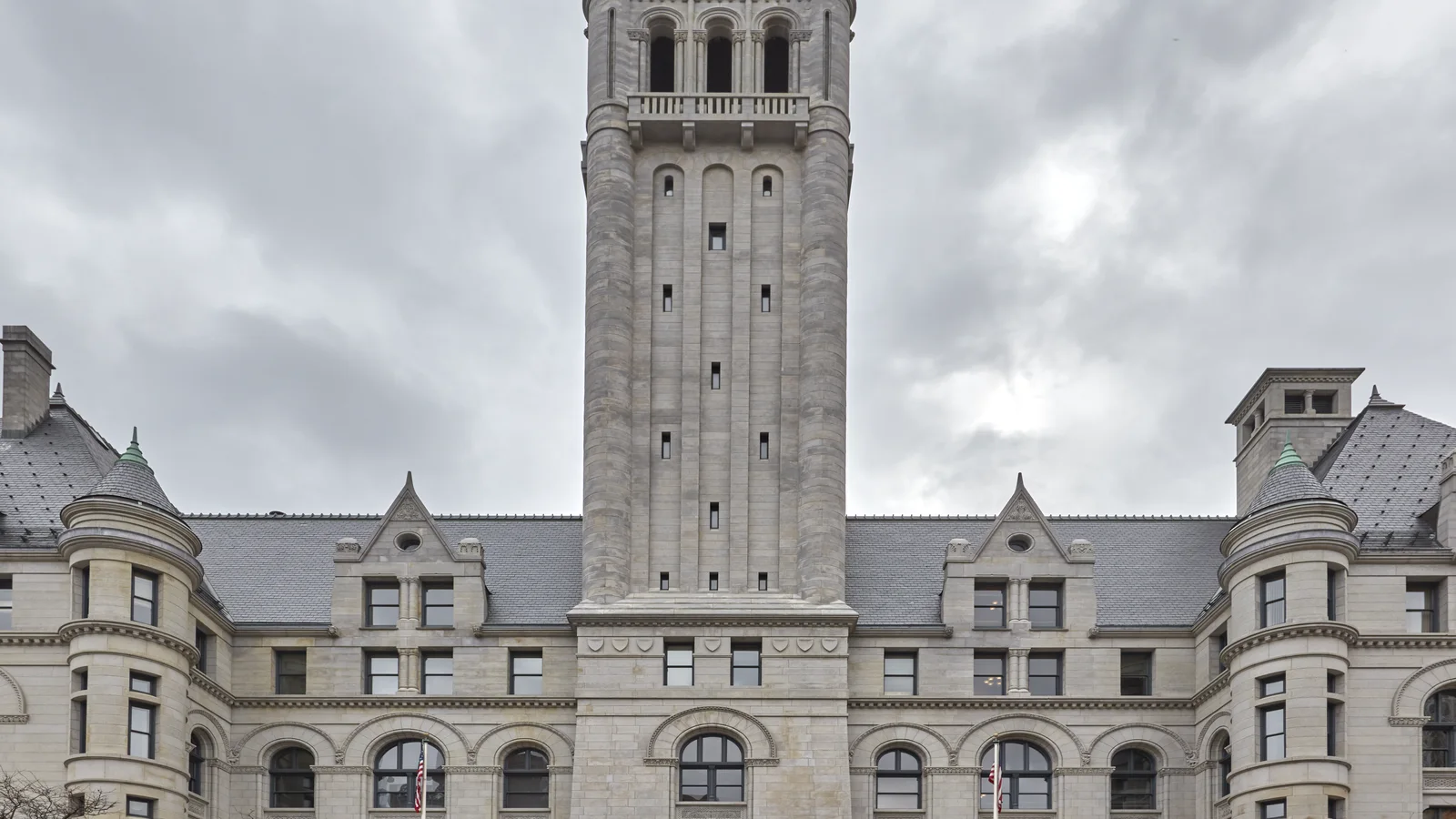 Historic stone federal building and United States courthouse in Milwaukee.